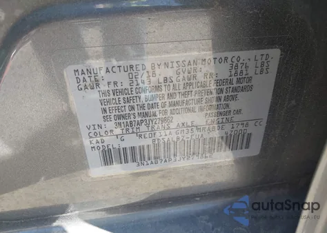 2018 Nissan Sentra S from USA, damaged, VIN 3N1AB7AP3JY279862